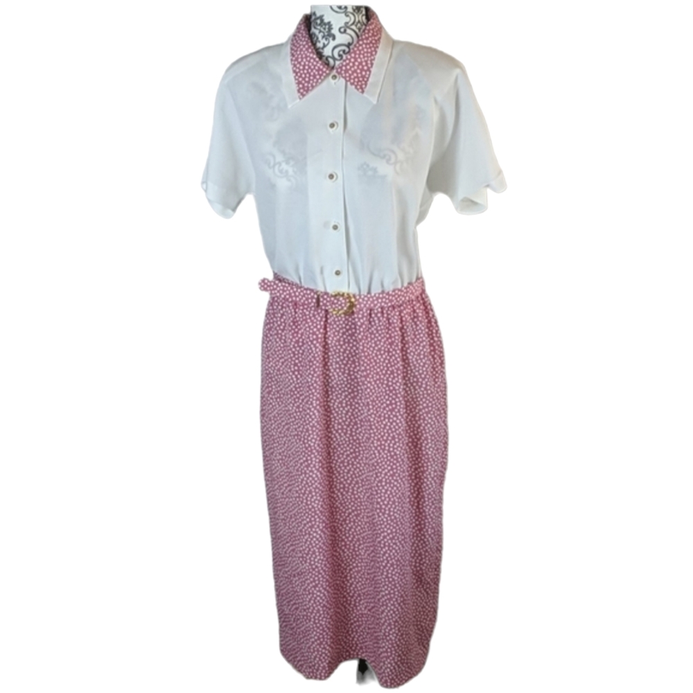 Vintage Florentine Pink Polka Dot Dress With Matching Jacket 12 (fits M)